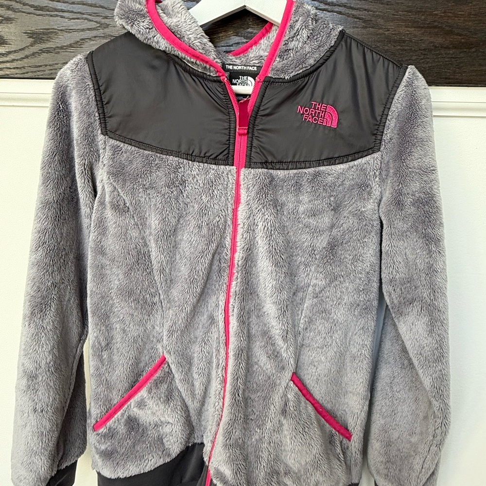 The North Face Gray and Pink Fleece Jacket